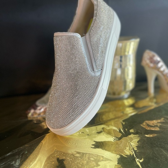 Women's Silver Slip-On Sneakers - Picture 3 of 4